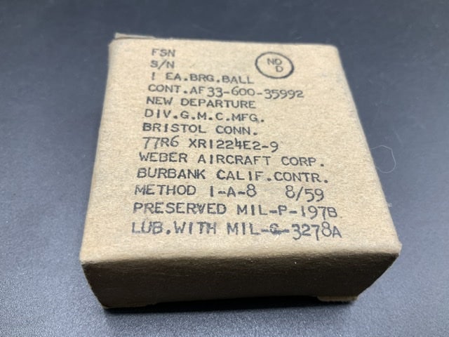 Bearing Ball preserved MIL-P-1978, Lub with MIL-G-3278A 77R6